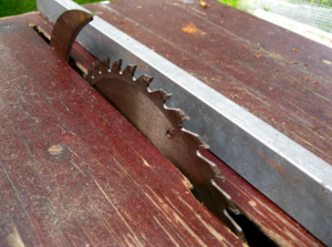 close up on a table saw